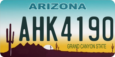 AZ license plate AHK4190