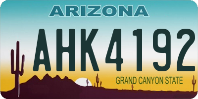 AZ license plate AHK4192
