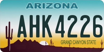 AZ license plate AHK4226