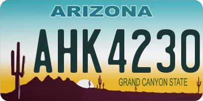 AZ license plate AHK4230