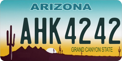 AZ license plate AHK4242