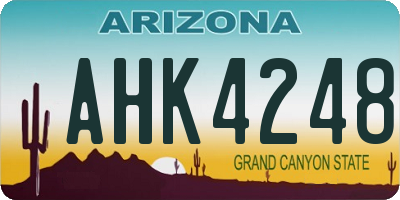 AZ license plate AHK4248