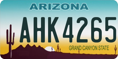 AZ license plate AHK4265