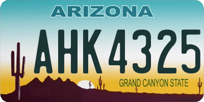 AZ license plate AHK4325