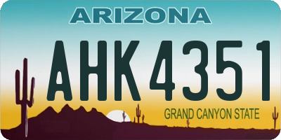 AZ license plate AHK4351