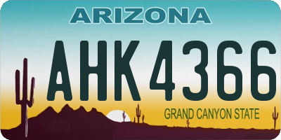 AZ license plate AHK4366