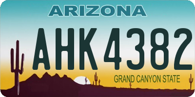 AZ license plate AHK4382