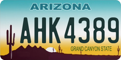 AZ license plate AHK4389
