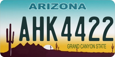 AZ license plate AHK4422