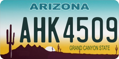 AZ license plate AHK4509