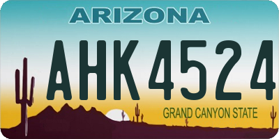 AZ license plate AHK4524