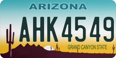 AZ license plate AHK4549
