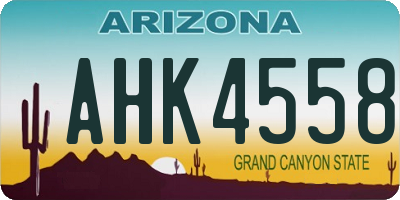 AZ license plate AHK4558