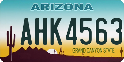 AZ license plate AHK4563