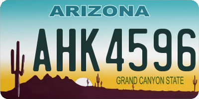 AZ license plate AHK4596