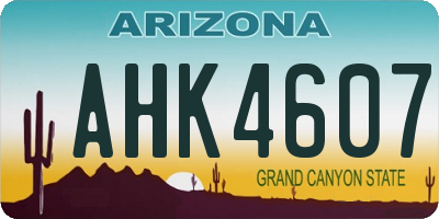 AZ license plate AHK4607