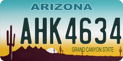 AZ license plate AHK4634