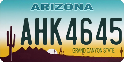 AZ license plate AHK4645