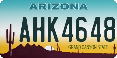 AZ license plate AHK4648