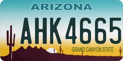 AZ license plate AHK4665