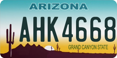 AZ license plate AHK4668