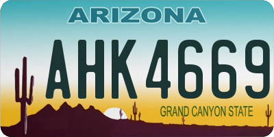 AZ license plate AHK4669