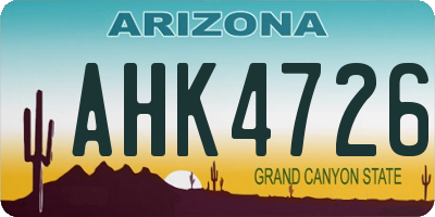 AZ license plate AHK4726