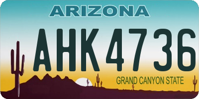 AZ license plate AHK4736