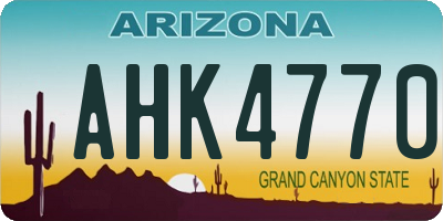 AZ license plate AHK4770