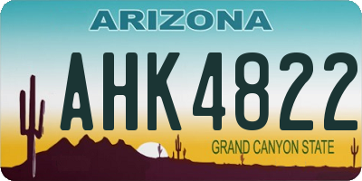 AZ license plate AHK4822