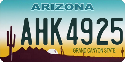 AZ license plate AHK4925