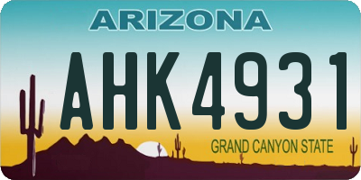 AZ license plate AHK4931
