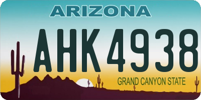 AZ license plate AHK4938