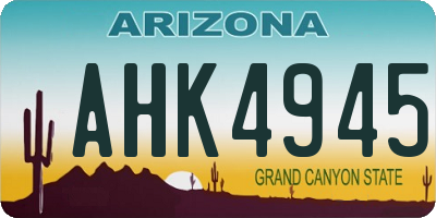 AZ license plate AHK4945