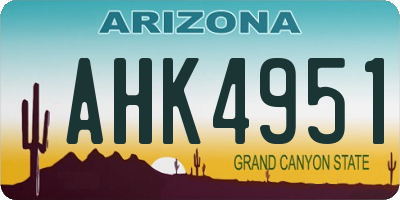 AZ license plate AHK4951