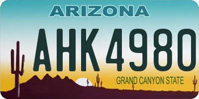 AZ license plate AHK4980