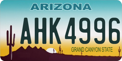 AZ license plate AHK4996