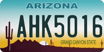 AZ license plate AHK5016