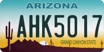 AZ license plate AHK5017
