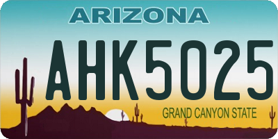AZ license plate AHK5025