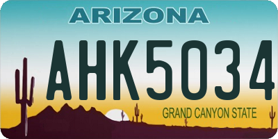 AZ license plate AHK5034