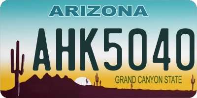 AZ license plate AHK5040