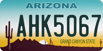AZ license plate AHK5067