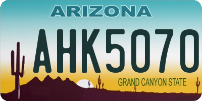 AZ license plate AHK5070