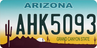 AZ license plate AHK5093