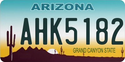 AZ license plate AHK5182