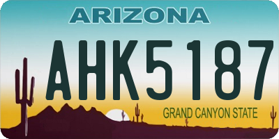 AZ license plate AHK5187