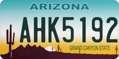 AZ license plate AHK5192