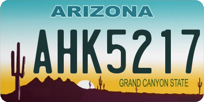 AZ license plate AHK5217