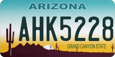 AZ license plate AHK5228